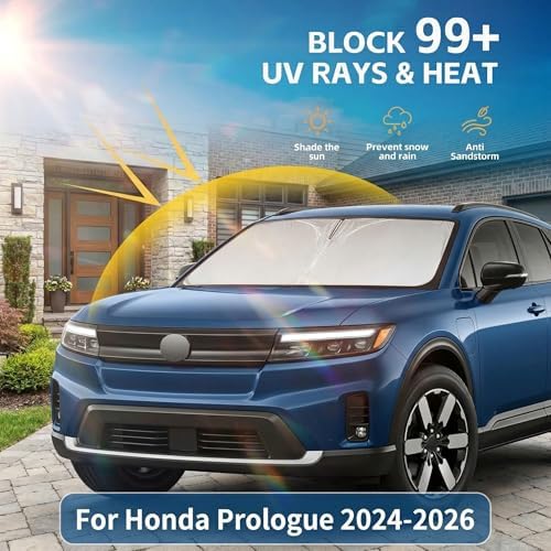 Windshield Sun Shade for Honda Prologue 2024 2025 2026 Sunshade Front Window Shade Custom Fit Prologue Accessories Sun Visor Foldable Shade Blocks UV Rays Accessories - Image 2