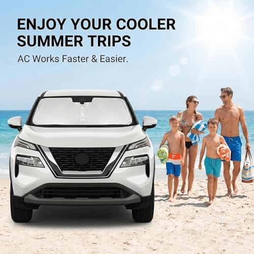 Windshield Sun Shade for Nissan Rogue 2021-2025 2026 Sunshade Front Window Shade Custom Fit Rogue Accessories Sun Visor Foldable Shade Blocks UV Rays Accessories - Image 4
