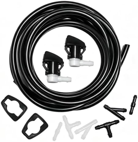 Front Windshield Washer Nozzles Kit for 2011-2023 Jeep Grand Cherokee WK2 WL Replaces 68260443AA, 55372143AB Wiper Spray Washer Jet with 3M Fluid Hose & 6 Connectors by YIENAKFUNAutoPart