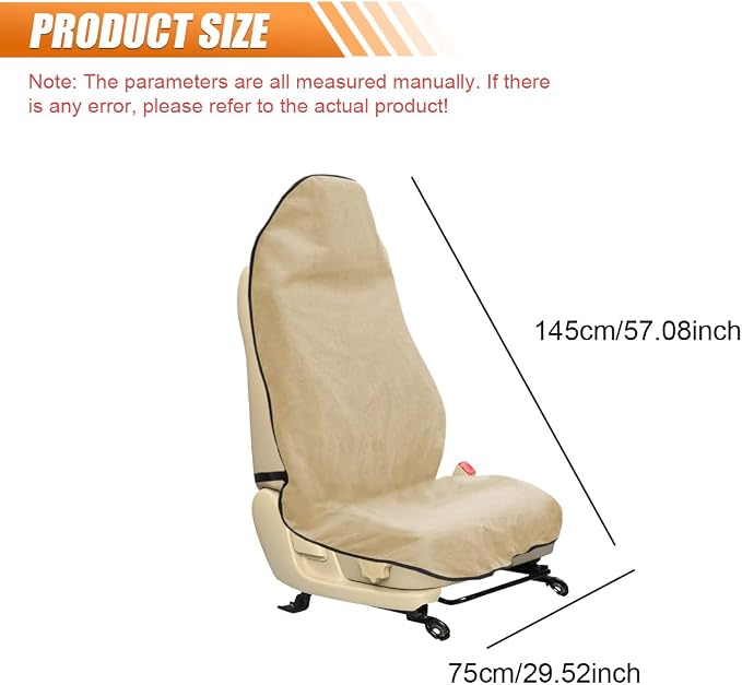 ZIMISI Waterproof Car Seat Cover Towel, Non-Slip Car Seat Protector for Gym Workouts, Running, Swimming, Beach & Hiking, Universal Sweat Towel Cloth for Cars, SUVs, Trucks (Beige) - Image 2