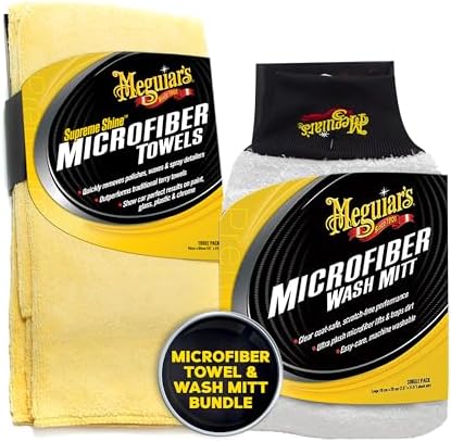 Meguiar's Supreme Shine Microfiber Towels X3002 Microfiber Wash Mitt Bundle by Meguiars