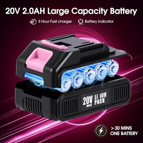 25pcs Car Cleaning Kit, Pink Interior Detailing Kit with High Power Vacuum Portable Cordless, Handheld Vacuum Cleaner for Home, Car, Pet Hair, Keyboard, Complete Auto Accessories for Gift - Image 3