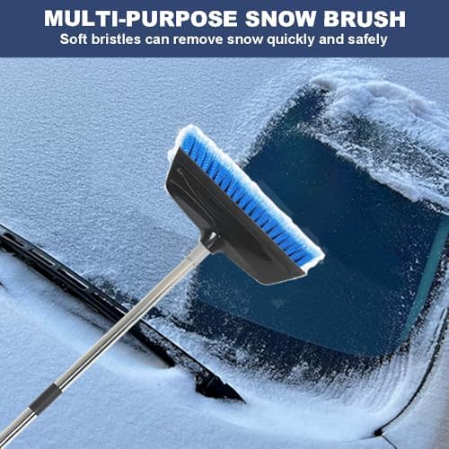 52" Car Wash Brush with Long Handle | Built-in Rubber Squeegee & Rubber Bumper | Lightweight extendable Handle | Soft Bristle Brush for Car, RV, Boat, Solar Panel, Deck Washing - Image 6