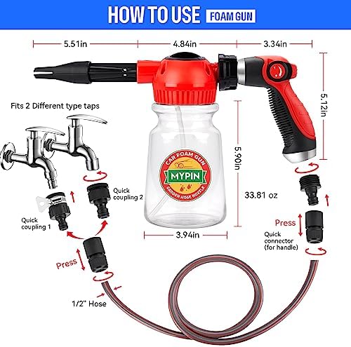 16 IN 1 Car Wash Foam Gun,Adjustable Hose Wash Sprayer for Car/Garden Clean - Image 3