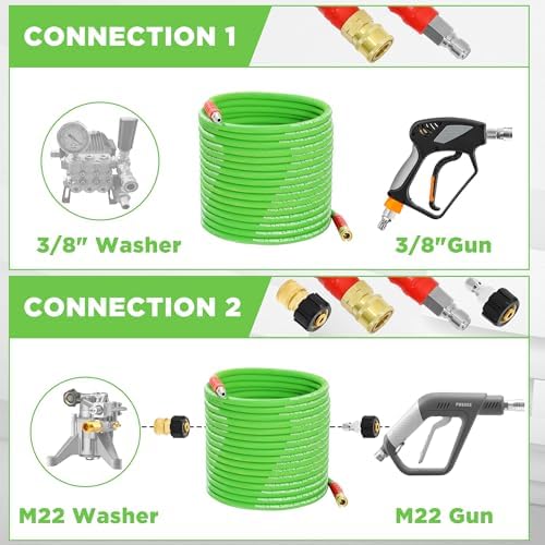 PWACCS Pressure Washer Hose 50 FT, 3/8" Kink Resistant Steel Braided Hoses - Image 6