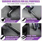 17PCS Car Cleaning Kit, Purple Car Interior Detailing Kit with High Power Handheld Vacuum, Detailing Brush Set, Windshield Cleaner, Cleaning Gel, Complete Auto Accessories for Women Gift - Image 6