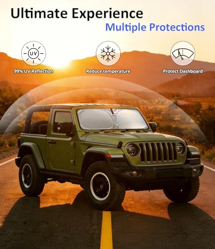 Windshield Sun Shade for 1997-2017 Jeep Wrangler JK JKU Accessories - Image 3
