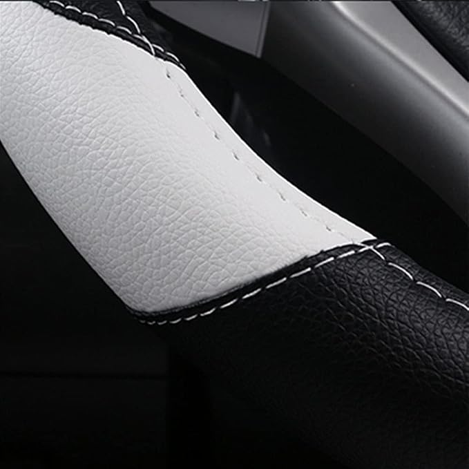 Leather Car Steering Wheel Cover, Universal Fit for Most Cars, White | Microfiber Leather,Non-Slip Breathable Auto Steering Wheel Protector - Image 5