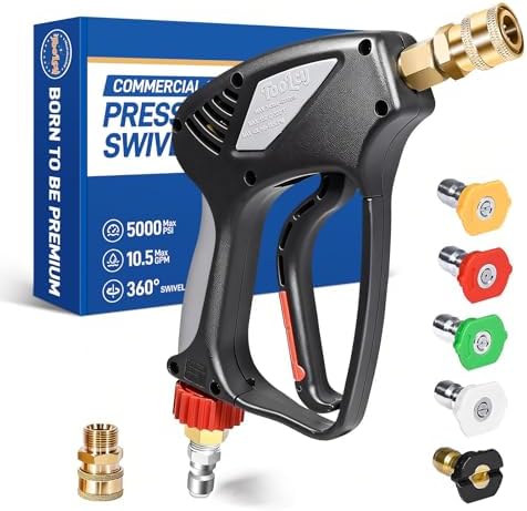 TOOLCY Pro Short Pressure Washer Gun 5000 PSI with 360° Swivel 3/8" Inlet by TOOLCY