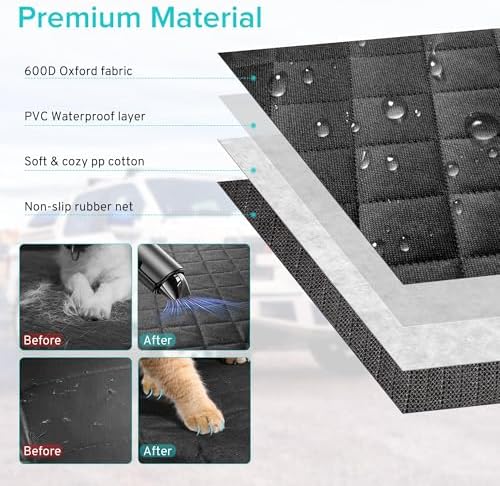 Dog Car Seat Cover for Volvo XC40 XC60 S60 S90 Back Seat 2027 2026 2025 | 2024-2000 Rear Seat Accessories, Waterproof Pet Bench Backseat Covers with Non-Slip Backing - Image 3