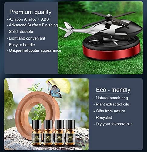 Helicopter Solar Rotating Air Freshener, Al Alloy Car & Home Décor|Red - Image 3