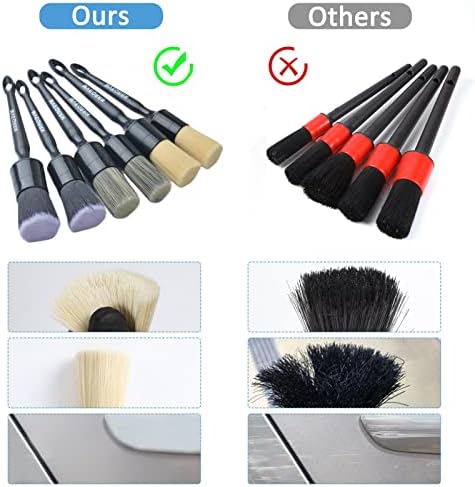 MVEQRRN 6 Pcs Car Detailing Brush Set, Boars Hair & Soft Cleaning Brushes - Image 6