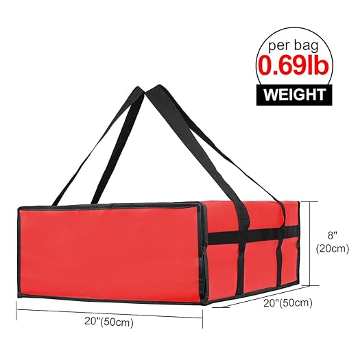 Bodaon Insulated Pizza Delivery Bag, 20" x 20" x 8" Red Warmer Bags, 1-Pack | Pizza Bags for Delivery Carry Hot, Insulated Food Delivery Bag, Grocery Shopping Bags, Commercial Catering Rideshare, Parties - Image 2