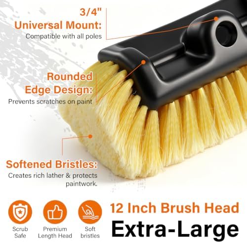 12FT Car Wash Brush with Long Handle,Car Clean Kit with 12in Soft Brush - Image 3