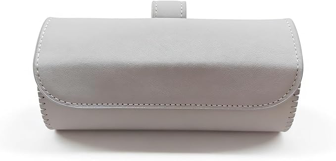Sunglasses Holder for Car Sun Visor, Leather Car Sunglass Holder with Hidden Magnetic Closure, Clip On Glasses Case, Universal Storage Box Organizer Accessories (Gray) by Unknown