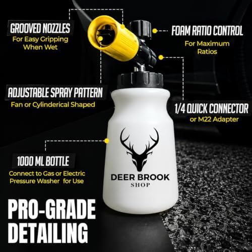 Hornet Foam Cannon for Pressure Washer (Wide Mouth) - Soap Gun for Power Washer - 4000 PSI Adjustable Car Wash Sprayer with 1.1mm Orifice - 1/4" Quick Connector - 1L Bottle - Image 2