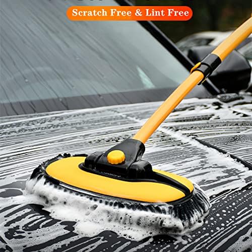 MVEQRRN 15°Curved Chenille Car Wash Brush Mop with Long Handle(Yellow) - Image 5