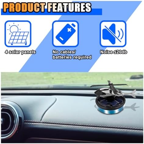 KITUREK Helicopter Solar Rotating Car Air Fresheners for Home, Office, Blue - Image 3
