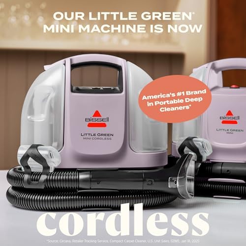BISSELL Little Green Mini Cordless Portable Carpet and Upholstery Deep Cleaner, Car/Auto Detailer, with HydroRinse Self-Cleaning Tool and 4" Tough Stain Tool, Limited Edition Color Dusk Pink, 4015F - Image 2