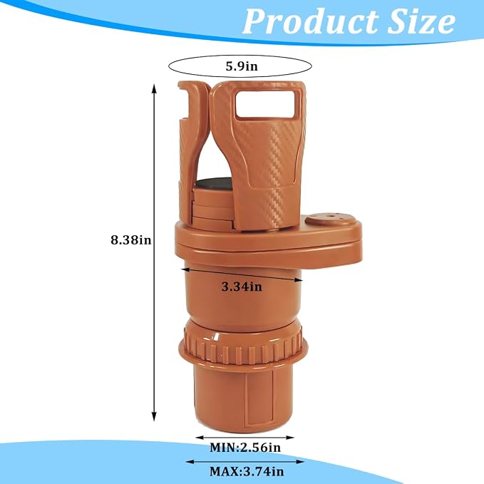 2 in 1 Car Cup Holder Expander, Multifunctional 360° Rotating Vehicle Cup Holder Adapter with Adjustable Base, Auto Interior Drinks Bottles Expander, Universal for Sedan RV Truck - Image 2