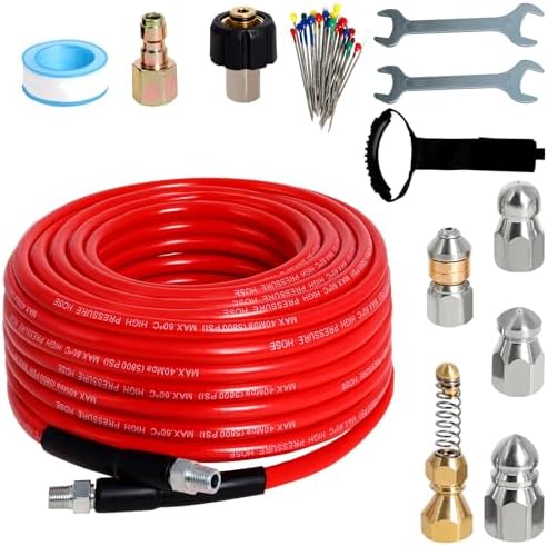 50FT Sewer Jetter Kit for Pressure Washer 5800PSI Drain Cleaner by Zejoot