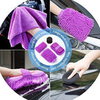 22Pcs Car Wash Cleaning Tools Kit Car Detailing Set with Canvas Bag Purple Collapsible Bucket Wash Mitt Sponge Towels Tire Brush Window Scraper Duster Complete Interior Car Care Kit - Image 4