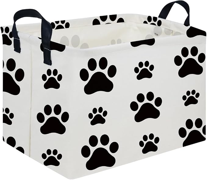 Rectangular Dog Basket,Nursery Hamper,Collapsible canvas kids toy storage box,Kids room storage basket,Gift Basket(Dogs) by FXOCSHE