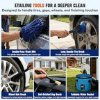 Up to 18FT Reach 12FT Car Wash Brush Kit with Long Handle, 8 Attachments, 180° Rotating Mop & Foldable Bucket, Scratch-Free Soft & Hard Brushes for Cars, Trucks, SUVs & RVs - Image 5