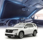 DMJN Front Windshield Sun Shade for Honda Pilot (2016-2026), [Nano Ice-Crystal Coatings] UPF50+ Heat & UV Block, Protect Car Interior & Keep Cool, Flodable Steel-Ring Car Cover for Summer by DMJN