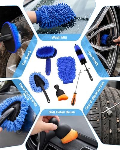Car Detailing Kit 40PCS, Car Cleaning Kit with Detailing Brush Set, Car Wash Kit Interior Exterior Wheels Tire Tools, Auto Detailing Supplies with Bucket Towels Drill Brushes Storage Bag - Image 4