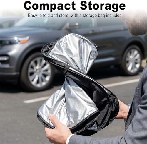 Windshield Sun Shade, Foldable Front Car Window Shades Cover for Windshield Sun Visor Protector, Keep Interior Cool, Universal Fit for Sedan SUV MPV, Car Accessories (57.09" x 31.5 ") - Image 5