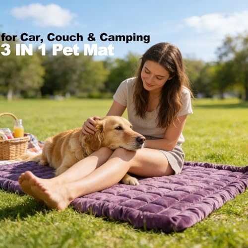 Dog Car Seat Cover for Back Seat, Purple Flannel Pet Bed Mat, Non-Slip Waterproof Bottom, Washable Dog Bed & Seat Protector for Cars SUVs Trucks, Fits Backseat Extenders, 59.1 x 23 Inches - Image 5