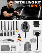 Windshield Cleaner Tool, 18Pcs Car Interior Detailing Brush Set, Inside Windshield Cleaning Kit with 200g Cleaning Gel, Duster Brush, 2 Microfiber Pads, Car Detailing Supplies for Men (Gray) - Image 2