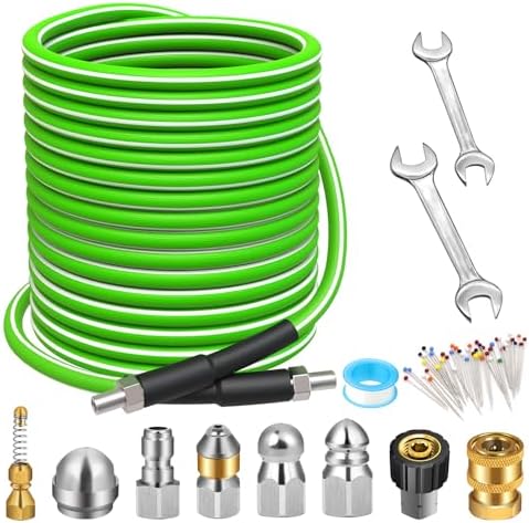 Sewer Jetter Kit 100 FT for Pressure Washer, 5800 PSI Drain Cleaner Hose by WESTBAY