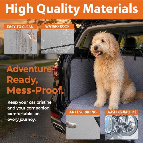 SugarFox Dog Car Seat Cover for Back Seat - Upgraded PU Leather Dog Hammock, 400lbs Hard Bottom Backseat Pet Cover, Waterproof Anti-Scratch + Pet Safety Belt (BLACK-60“x20”) - Image 5