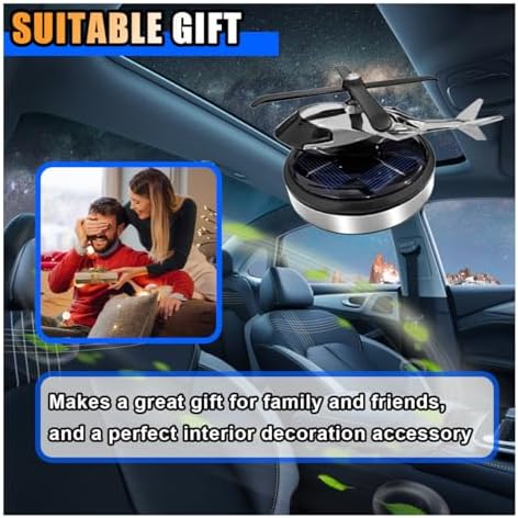 KITUREK Helicopter Solar Rotating Car Air Fresheners for Home Office Silver - Image 6