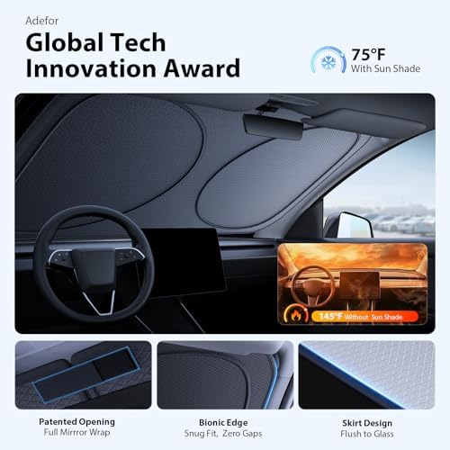 2026 Upgraded Windshield Sun Shade for Honda CR-V [Precision Custom Fit, Superior UV & Heat Block] Cooling Tech Fabric, Durable Foldable with Storage Bag, Fits 2000-2026 - Image 3