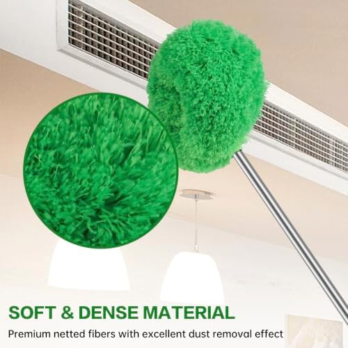 Ceiling Fan Cleaner Duster Reusable Microfiber Ceiling Fan Blade Cleaner Removable Duster with Extension Pole Adjusts 13 to 49.7 Inch for Cleaning Walls Bookshelves Furniture Door Window Top (Green) - Image 5
