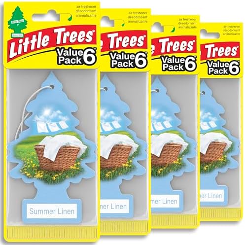 LITTLE TREES Car Air Freshener | Hanging Tree Provides Long Lasting Scent for Auto and Home | 24 Air Fresheners |Summer Linen by LITTLETREES