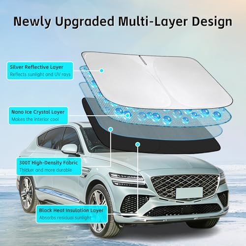 Windshield Sun Shade for Genesis GV80 2021-2026 Sunshade - Image 3