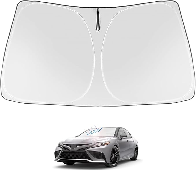 Proadsy Custom Fit 2018-2026 Toyota Camry Windshield Sun Shade, Blocks Heat | 240T Heat Shield, Drops Temp 54°F, Blocks 99% UV, Prevents Dashboard Cracking, Summer Parking & Beach Trips, Easy Twist-Fold by Proadsy