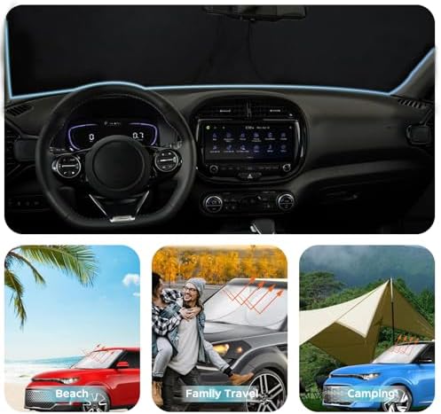INSAUTO for Soul Windshield Sun Shade Window Sunshade Custom-fit 2020-2026 Kia Soul Wagon Windshield Cover Foldable Sun Visor Thicken 4-Layer Reflective Protector Block UV Rays Car Accessories - Image 4