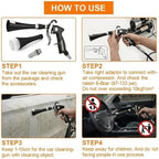 Tornado Car Cleaning Gun with 2 Set Nozzle, Air Blower Gun for Car Detailing with Brush, High Pressure Dry Cleaning Gun Quickly Blasts Dust & Dirt Works with Air Compressor - Image 5
