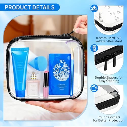 Clear PET Plastic Storage Boxes with Double Zippers, 4 Sizes (S/M/L/XL) Waterproof Organizer Cases for Toys, Cosmetics, Snacks, Travel Essentials (Black) - Image 3