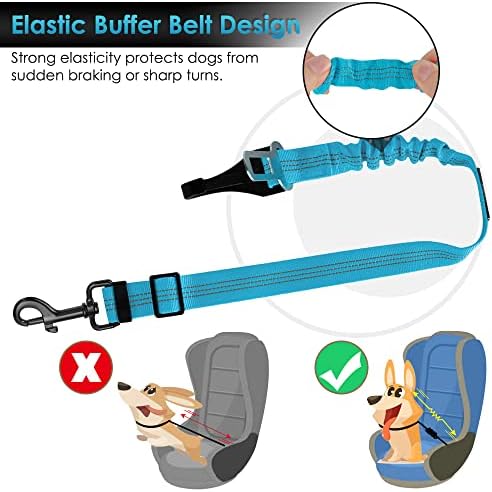 SlowTon Dog Car Seat Belt, 3 in 1 Latch Bar Attachment Dog Safety Seatbelt | Hook Latch Bar& Seatbelt Buckle, Reflective, Heavy Duty Nylon, Durability, Easy of Use, for Travel Riding, Light Blue,27.5" - Image 4