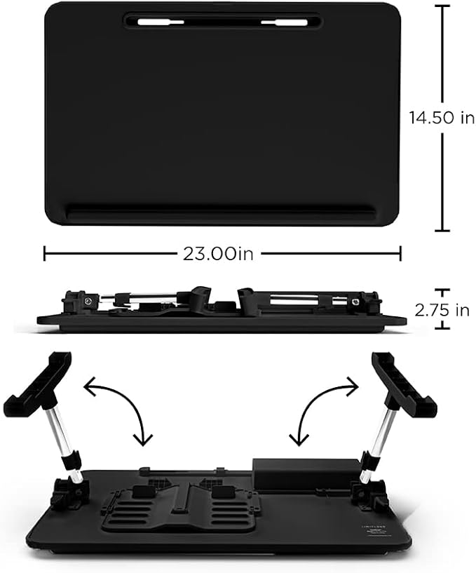 Limitless TotalDesk Portable Modern Workstation and Lap Desk with Adjustable Height & Tilt (Black) - Image 2