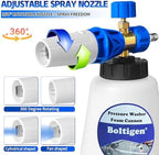 Boltigen Pressure Washer Foam Cannon with Dual Connector, 1L Thick Snow Foam Blaster, Adjustable Foam Sprayer with 1/4" Quick Connect & M22-14 Adapter for Cars, Trucks, SUVs, Motorcycles - Image 4