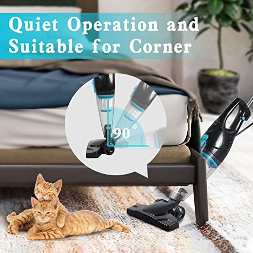 Intercleaner Corded Vacuum Cleaner, 15KPa Powerful Suction with 400W Motor, 12 in 1 Lightweight Bagless Stick Vac with Handheld, Ultra Quiet, for Hardwood Floor Carpet Car Pet Hair - Image 5
