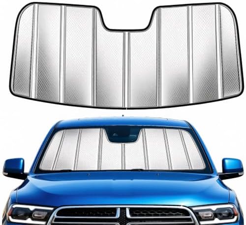 Custom Fit Windshield Sun Shade for Dodge Durango 2011-2026, Foldable 3-Layer High Reflective Silver Sunshade, Blocks UV Rays & Reduces Cabin Heat by Unknown