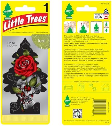 Little Trees Car Air Freshener | Hanging Paper Tree for Home or Car | Rose Thorn | 6 Pack - Image 2